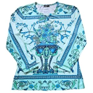 J. McLaughlin Catalina Cloth 3/4 Sleeve Top Nouveau Medium
